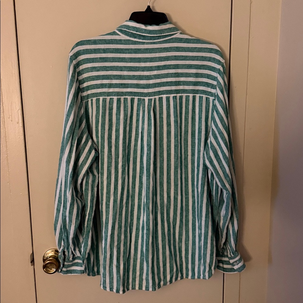 Universal Thread Green & White Striped Button-Up Shirt - Picture 6 of 6